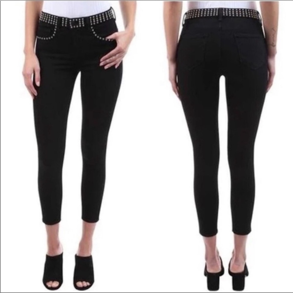 L’Agence Black Margot Studded Trim High Rise Stretch Fit Skinny Ankle Jeans Sz26 - Picture 5 of 16